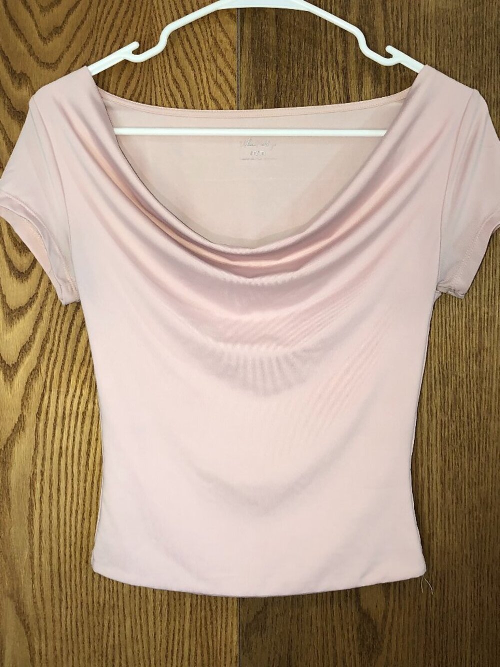 Y2K Urban Heritage M Blush Pink Cowl Neck Cap Sleeve Draped Silky Minimalist Top